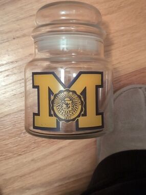University of Michigan 'M' Glass Jar